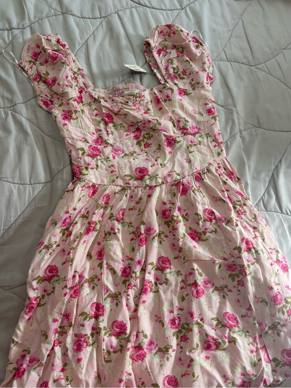 Aeropostale Pink Rose-Print Ruffle-Sleeve Dress